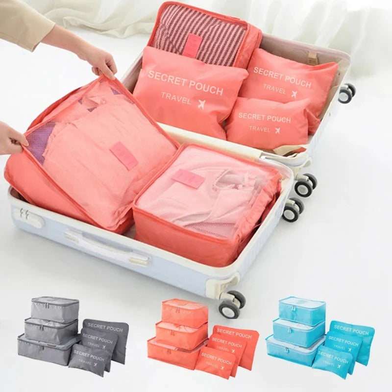 6pc Foldable Travel Storage Bags And Luggage Organizer