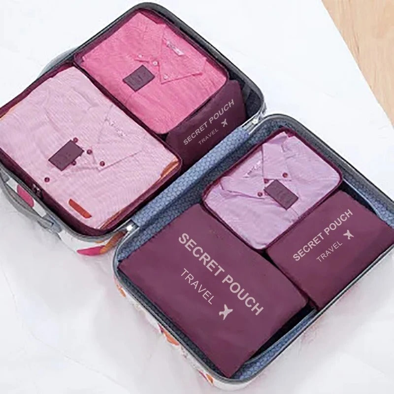 6pc Foldable Travel Storage Bags And Luggage Organizer