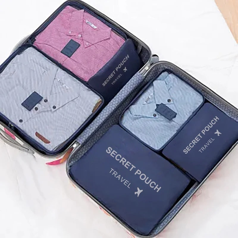 6pc Foldable Travel Storage Bags And Luggage Organizer