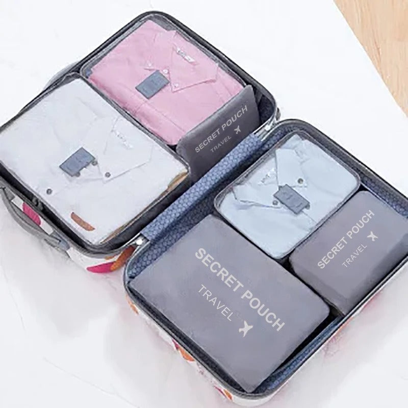 6pc Foldable Travel Storage Bags And Luggage Organizer
