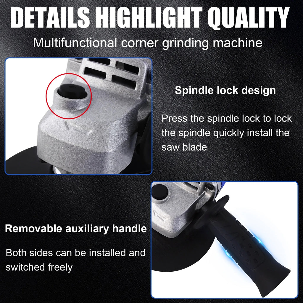 2000W Electric Angle Grinder, 115mm 4.5 inch Grinding Tool 12000 RPM, Wheel Disc for Metal, Tile Cutting and Grinding