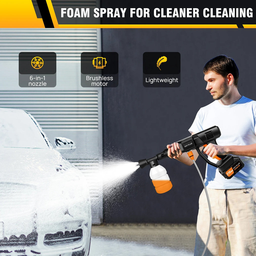 21V Water Gun Spray Cleaner Car Washer, with 3000mAh battery, Handheld High Pressure Washer for Car/Floor/Garden Cleaning and Water