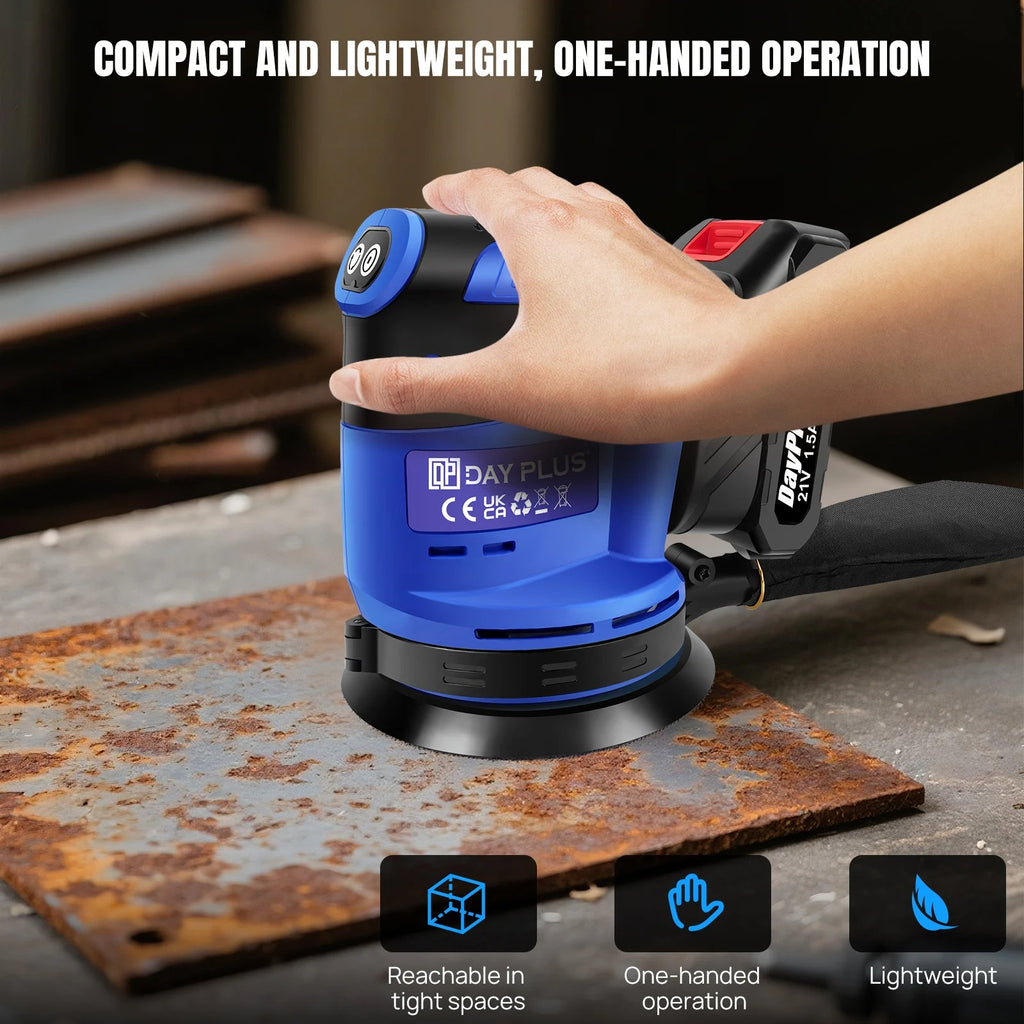 21V Cordless Orbital Sander with 1X 1.5Ah Battery & Charger,3-Speed Control, Perfect for Sanding, Polishing Wood & Metal Surfaces