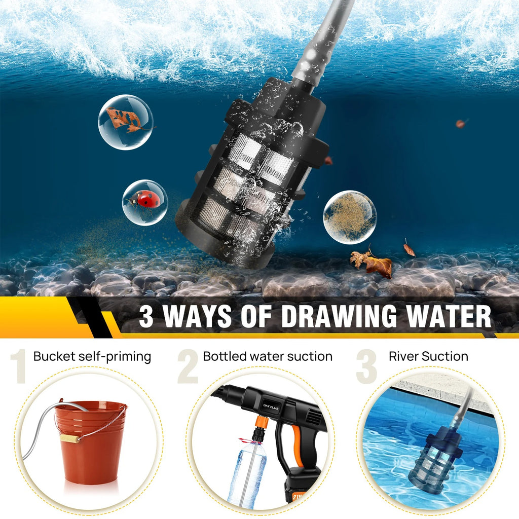 21V Water Gun Spray Cleaner Car Washer, with 3000mAh battery, Handheld High Pressure Washer for Car/Floor/Garden Cleaning and Water