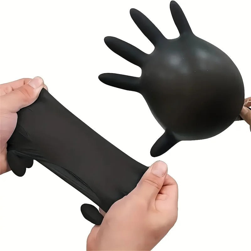 50PCS Disposable Black Nitrile Gloves Latex Free Waterproof Durable Suitable for Kitchen Food Processing Beauty Salon Family