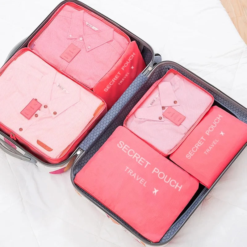 6pc Foldable Travel Storage Bags And Luggage Organizer