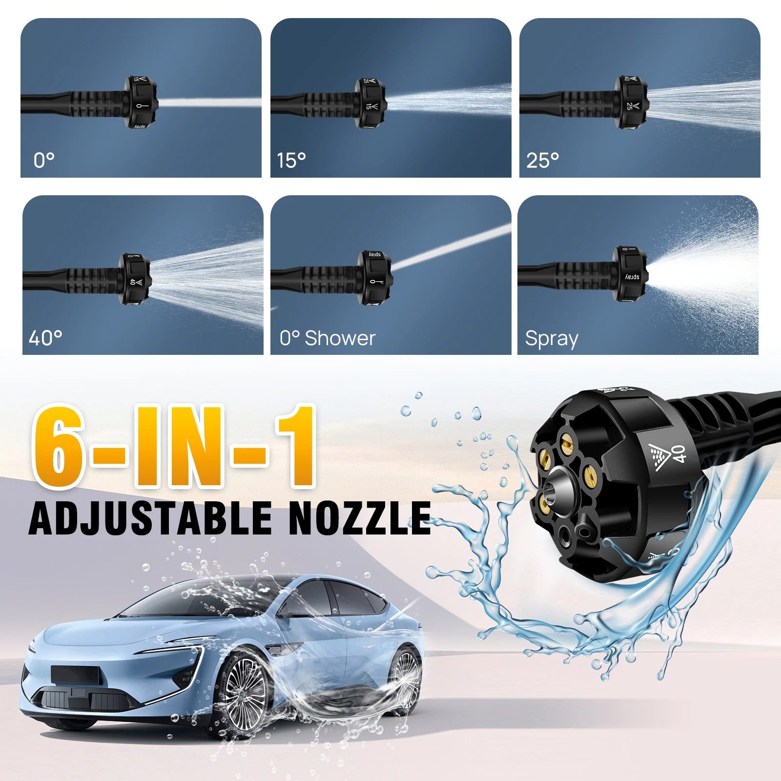 21V Water Gun Spray Cleaner Car Washer, with 3000mAh battery, Handheld High Pressure Washer for Car/Floor/Garden Cleaning and Water
