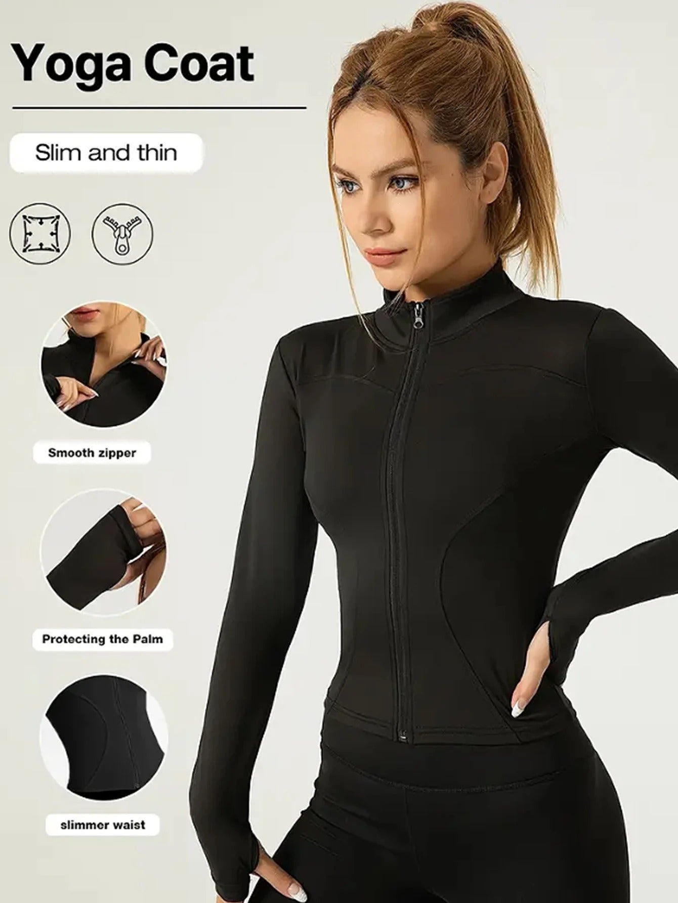 Fitness Wear Long-Sleeved Female Slimming Stand-Up Collar Sports Jacket