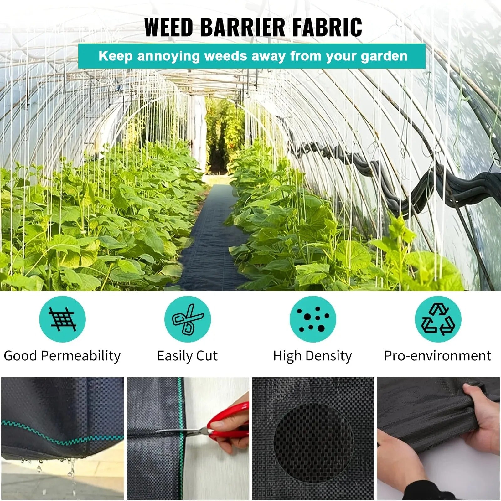 100 GSM Heavy Duty Weed Control Fabric Sheet Membrane Landscape Ground Cover Garden Mat ,1 Meter Width 50 Meter Length