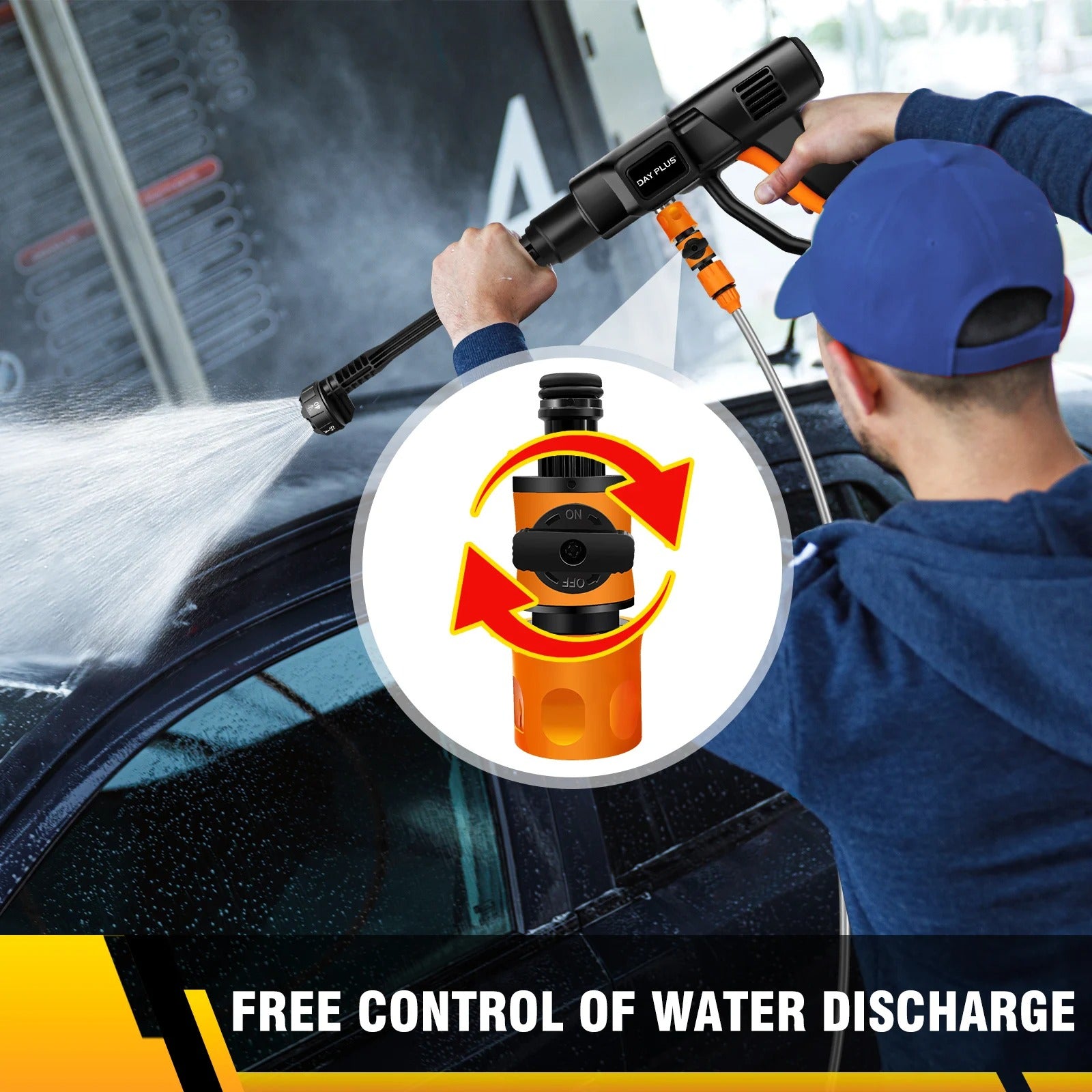 21V Water Gun Spray Cleaner Car Washer, with 3000mAh battery, Handheld High Pressure Washer for Car/Floor/Garden Cleaning and Water