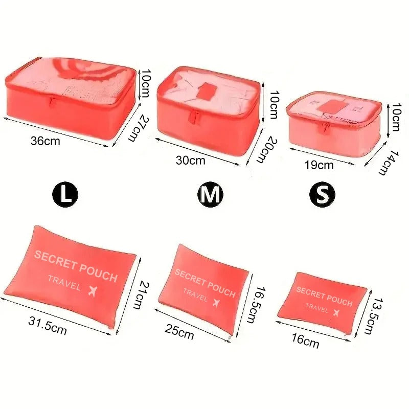 6pc Foldable Travel Storage Bags And Luggage Organizer