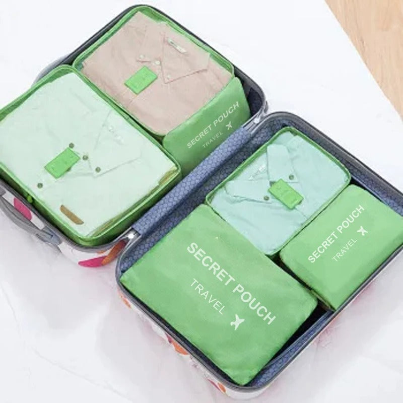 6pc Foldable Travel Storage Bags And Luggage Organizer