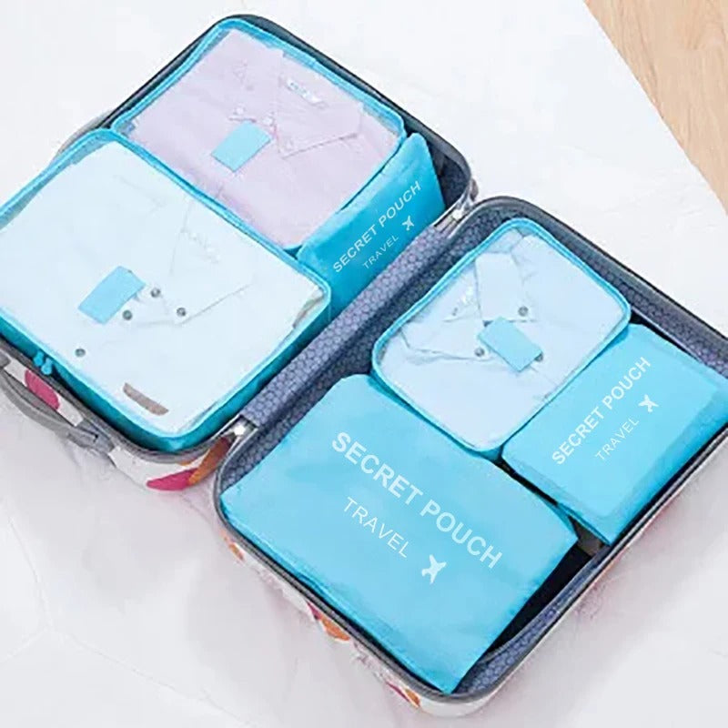 6pc Foldable Travel Storage Bags And Luggage Organizer